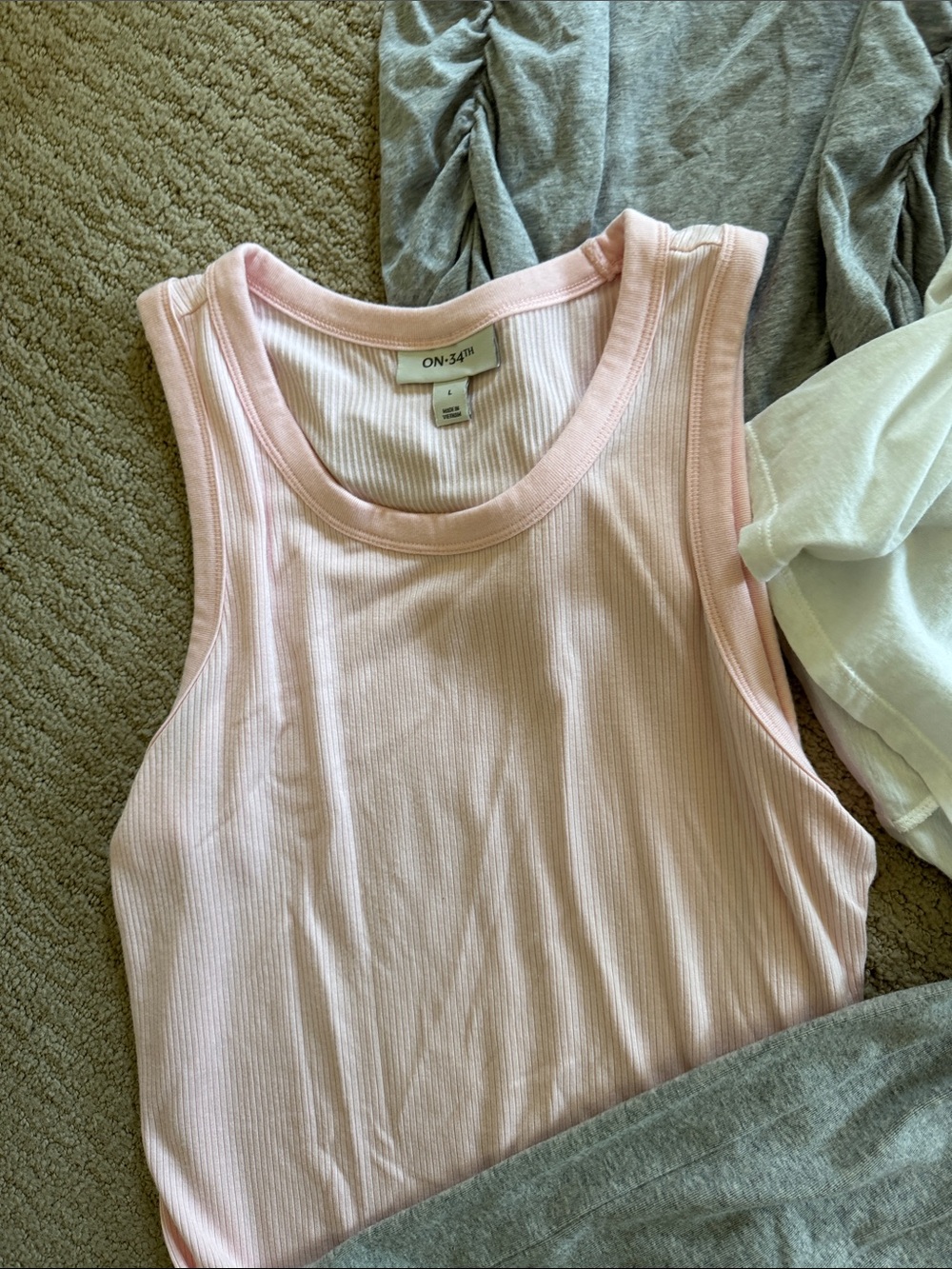 Melrose and Market Ribbed Pink & Neutral Tank Tops Set Bundle of 4 - Picture 3 of 10